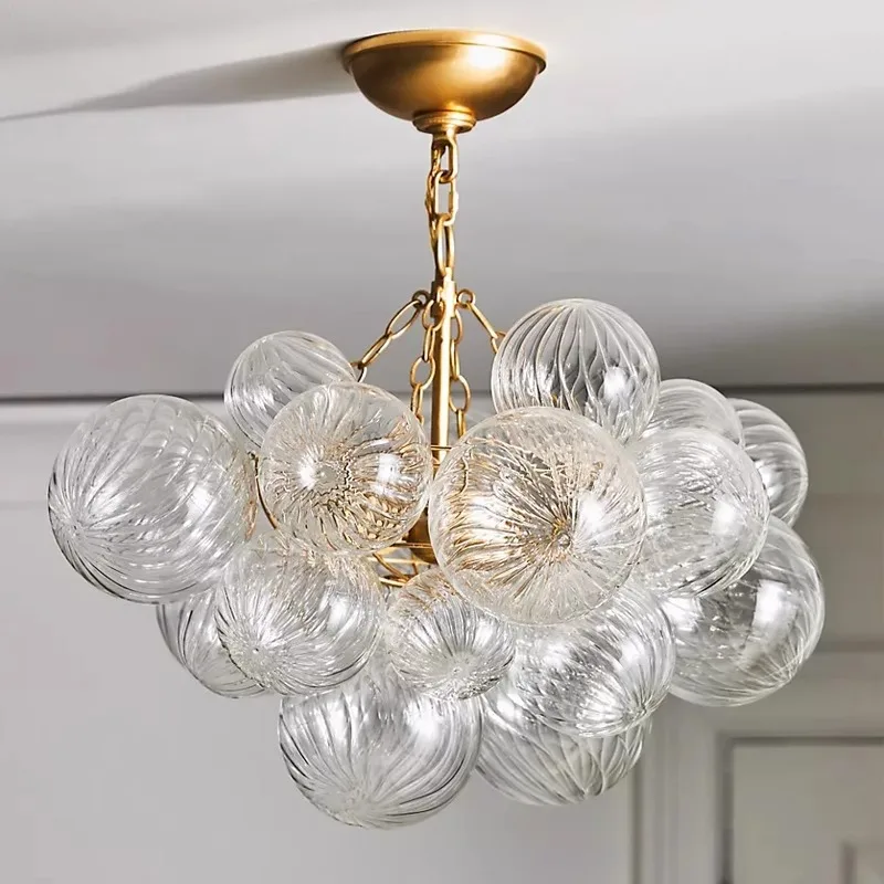 

Modern light luxury spiral glass bubble ball chandelier living room high-end chandelier
