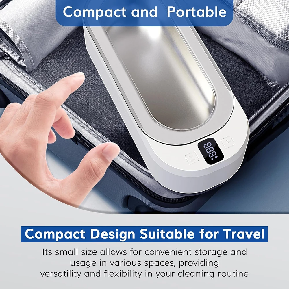 KUNPHY Sonic Jewelry Cleaner 350ML 48KHz Jewelry Cleaning Machine with 3 Cleaning Modes Digital Timer for Glasses Earring Ring