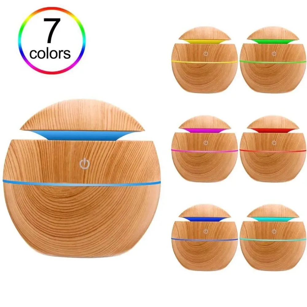 USB 130ML Wood Grain Air Humidifier Purifier Aroma Diffuser Ultrasonic Cool Mist Sprayer Essential Oil Fragrance image 2