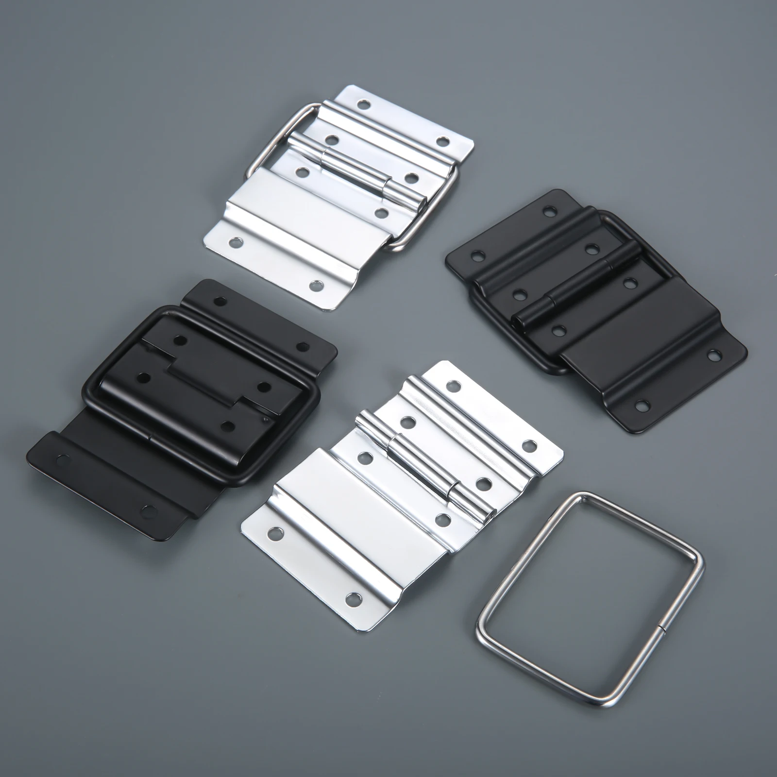 2pcs/set Support Hinges 85*50mm Iron Chrome Strut Hinge 8 Holes Silver/Black Secure Air Flight Case Tool Box Luggage Furniture