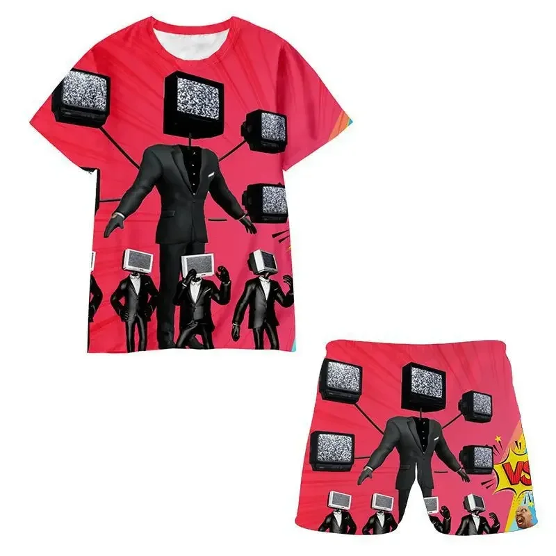 Skibidi Toilet Boys T Shirt Sets Fashion New Summer Clothes Boy Suit 3d Print Children Set Girl Short Sleeve Kids T-shirts Suits