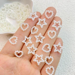 100Pcs New Cute Resin Mini Stars, Heart-shaped Beads Flat Back Manicure Parts Embellishments For Hair Bows Accessories