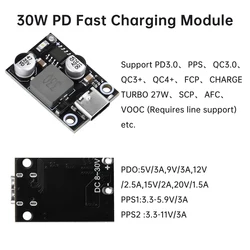 Type-C QC3.0 PD3.0 DC-DC Buck Converter Charging Step Down Module 30W/45W 8-30V 9V 12V 24V to Fast Quick Charger Circuit Board