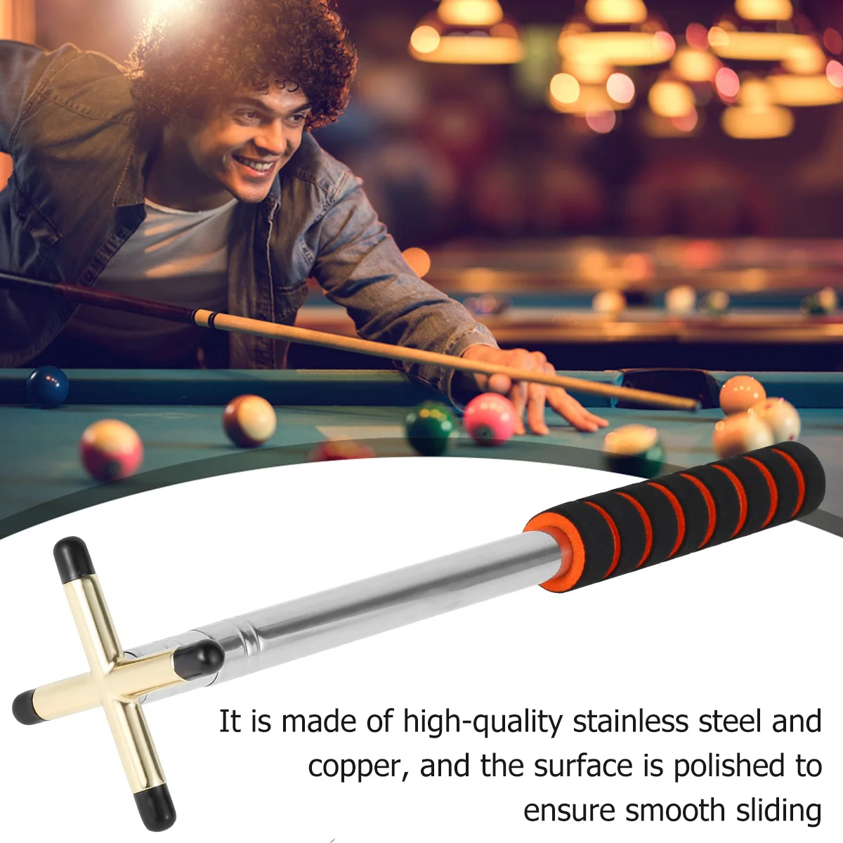 Retractable Billiard Bridge Stick Pool Table Billiards Cue Bridge Stick with Replaceable Bridge Head 12.8-60\