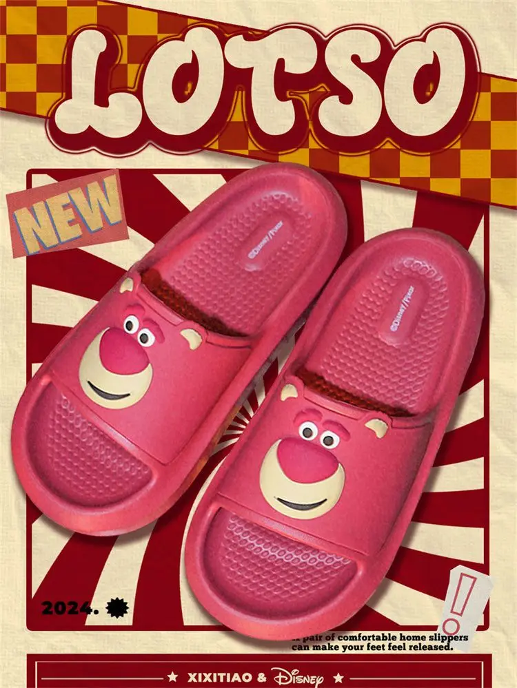 Summer Anti Slip New Home Thick Sole Comfortable Cool Parent Child Strawberry Bear Lotso Fashion Slippers For women sandals