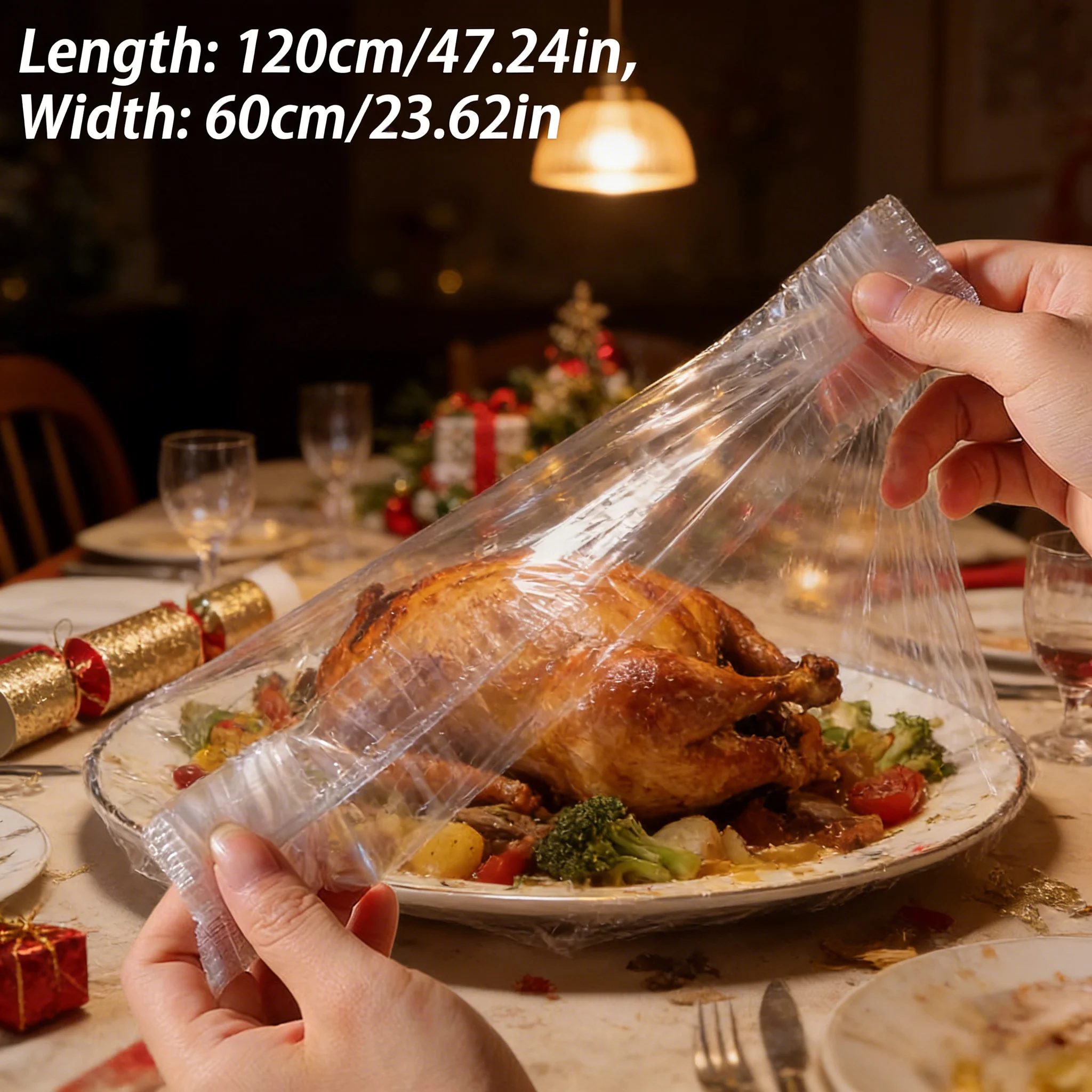 Large Clear Dust Cover 47x24 Inch for Post-Holiday Storage - Elastic Edge Protector for Fans, Seasonal Decor, and Kitchenware