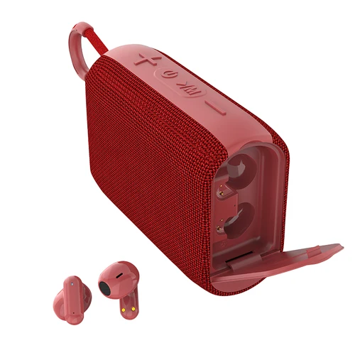 Imagen 2 del producto Rockmia Calidad 2 en 1 Altavoz Bluetooth y auriculares TWS EBS-036 Malla de tela con asa
