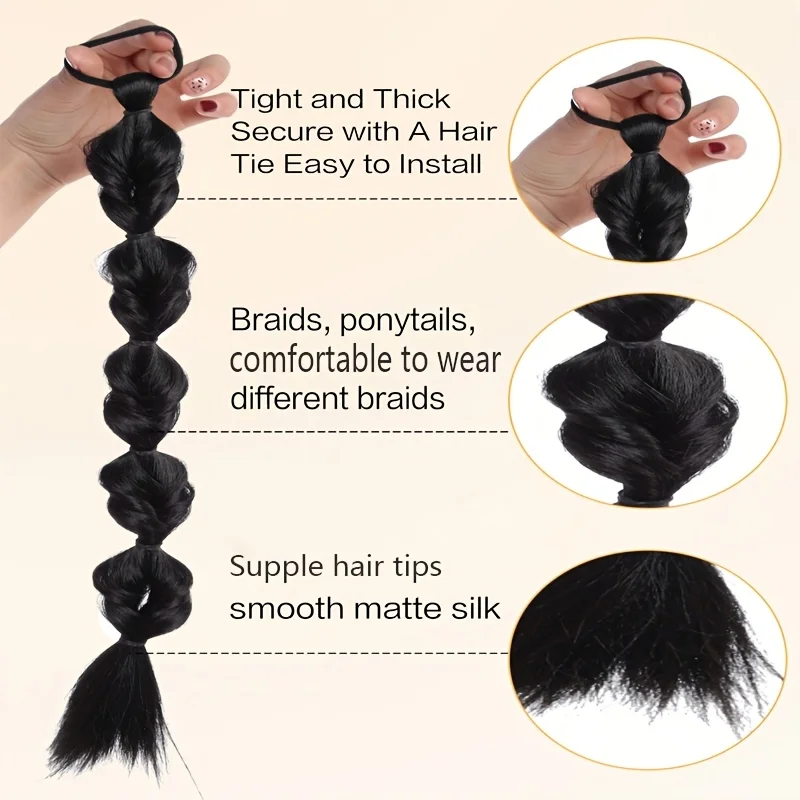 Synthetic Wig Featuring Lantern Bubble Braid Ponytail Design with Stretchy Hair Ties Sweet-Edgy Look French Twists