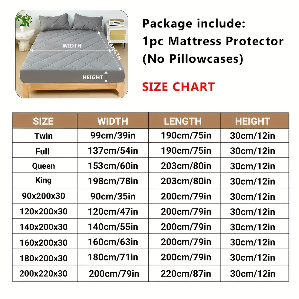 1pc Waterproof Soft Mattress Protector, Plaid Breathable Fitted Sheet with Elastic Band for Living Rome, Home Bed