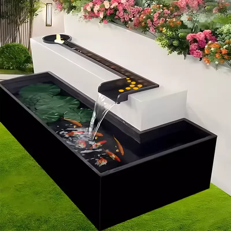 Modern Stainless Steel Water Feature Outdoor Circulating Fountain Custom Landscape Waterfall for Garden Villa Courtyard