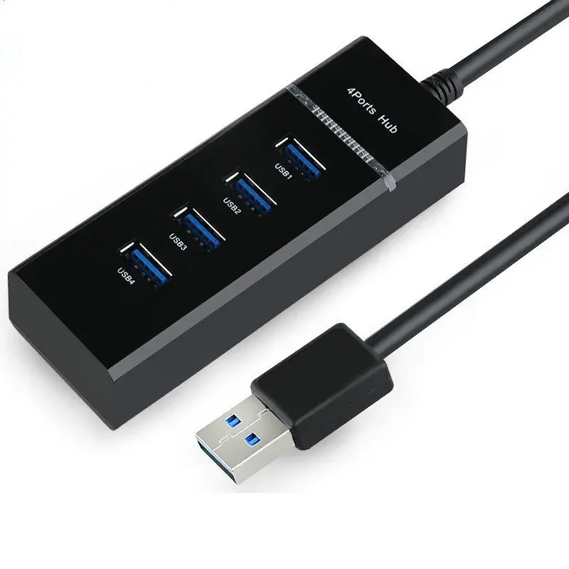 USB 2.0 Hub de alta velocidade Multi Splitter Adapter, 4 portas Hub, Cabo expansor para desktop, PC, Laptop