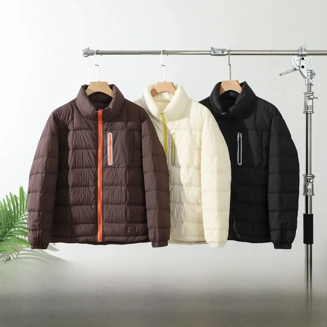 

Men's Thiened 90 White Du down Jaet Stand Collar Warmth Outerwear Autumn Winter High Quali Nylon Fabric Outdoor Wear