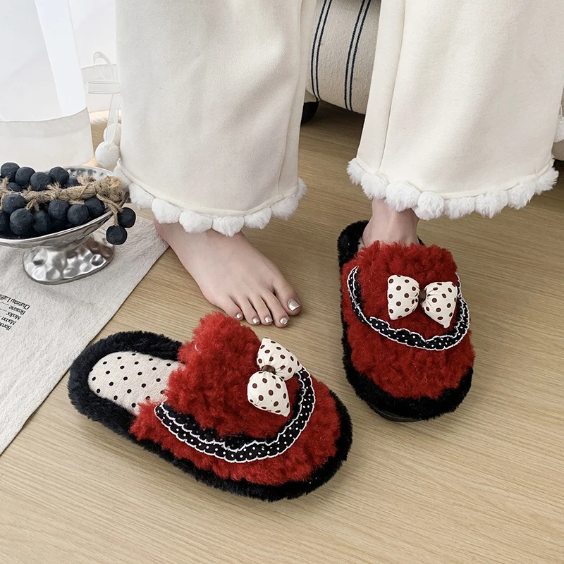 Household Plush Cotton Slippers Comfort Warm Home Footwear Anti Slip Sole for Indoor Rest Cold Weather Daily Use