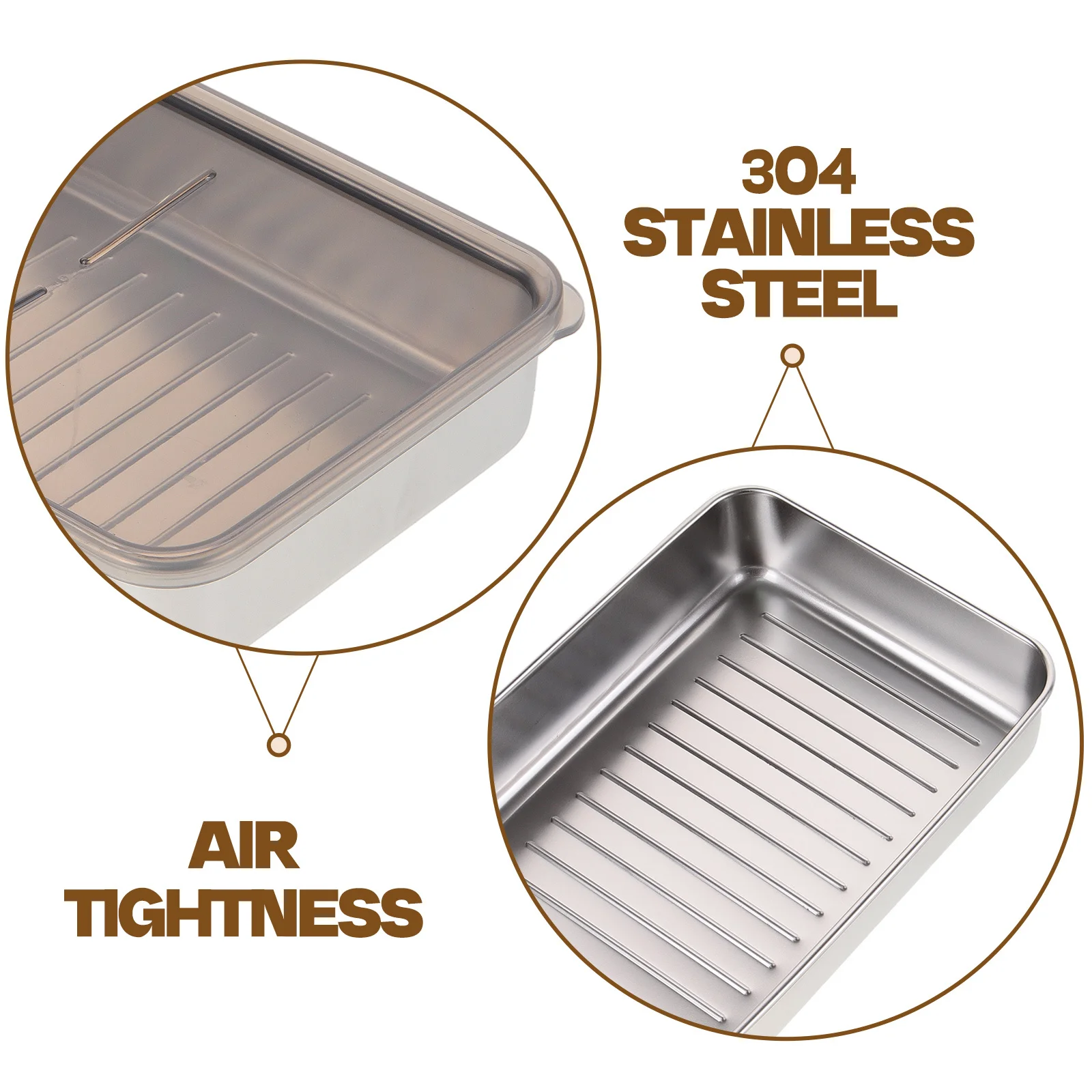 

Stainless Steel Bacon Storage Box Large Capacity Food Container Transparent Lid Airtight Seal Meat Saver Refrigerator Organizer