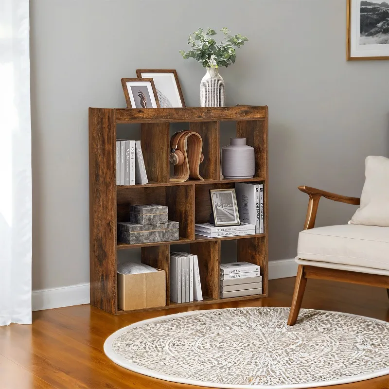 

Bookcase, Bookshelf, Freestanding Storage Unit, 8 Open Compartments, Used Horizontally, Vertically, Upside Down