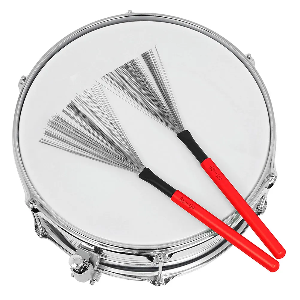 

2pcs Drum Brush Steel Wire For Jazz Drums Wooden Handle Professional Percussion Brush Set Instrument Accessories