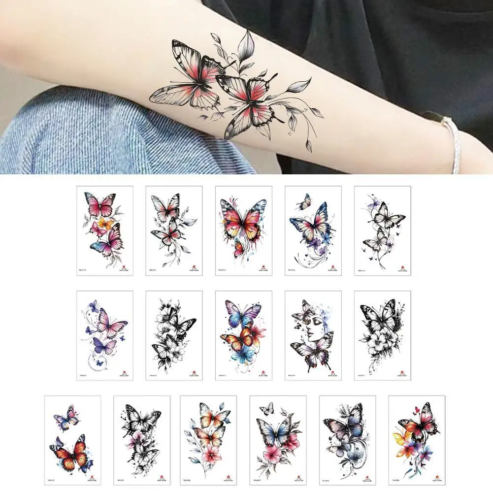 

Временные татуировки с бабочками для женщин, татуировка на руку, наклейка, водонепроницаемая, долговечная, поддельная татуировка, повседневная вечеринка, макияж, подарок