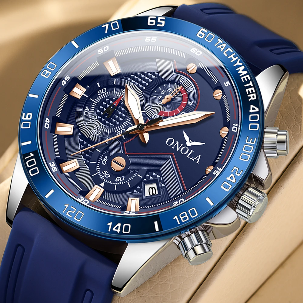 

ONOLA Роскошные мужские часы повседневные модные часы с календарем светящиеся водонепроницаемые кварцевые наручные часы мужские военные спортивные часы