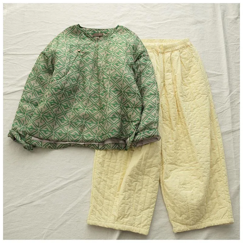 2025 novo inverno floral impressão jaqueta de algodão feminino estilo chinês manga longa verde quente engrossar casaco das mulheres do vintage roupas femininas