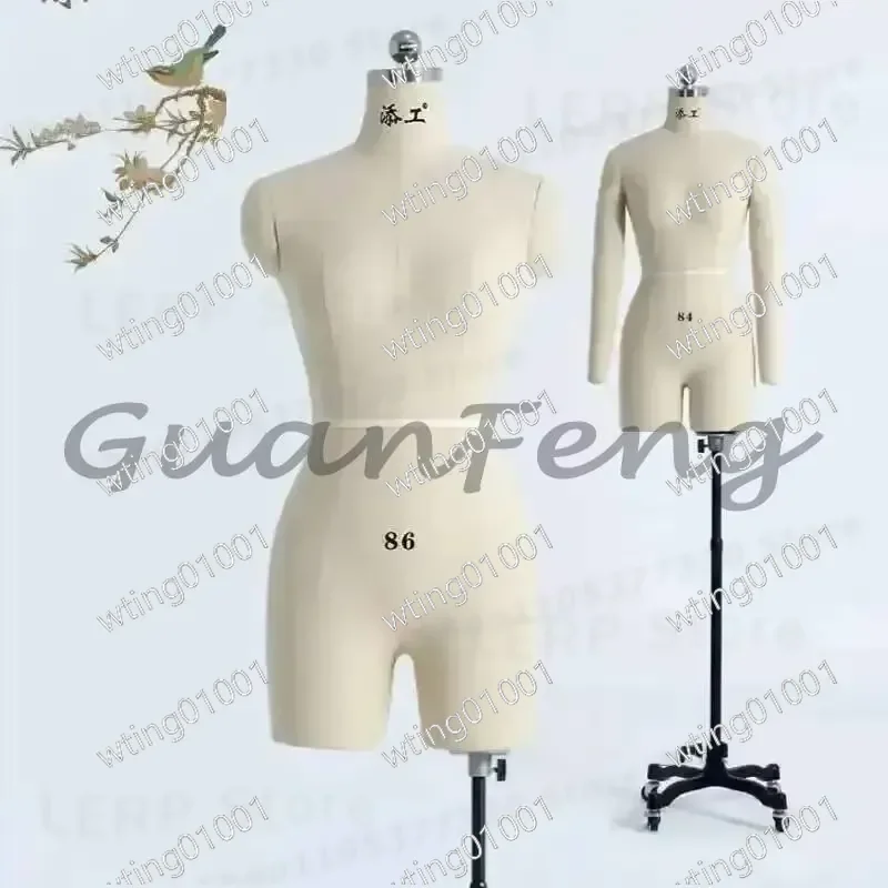 for Fashion Design Linen Covered Female Mannequin with Studded Legs Dress Form Tailoring Display Stand Professional Sewing