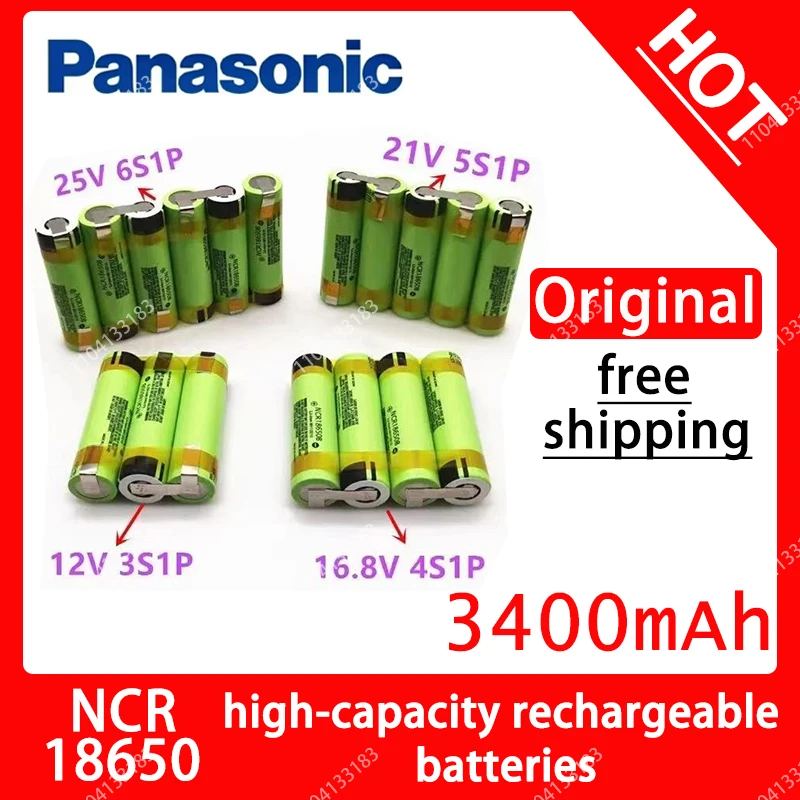 Image of Panasonic NCR18650B 12V 16,8V 21V 25V Akkupack NCR18650B 3400mAh 20A Shula Schraubendreher-Akku Entladestrom