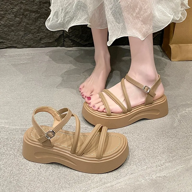 

Женские летние сандалии на плоской подошве в стиле ретро, модная уличная обувь-гладиатор для женщин