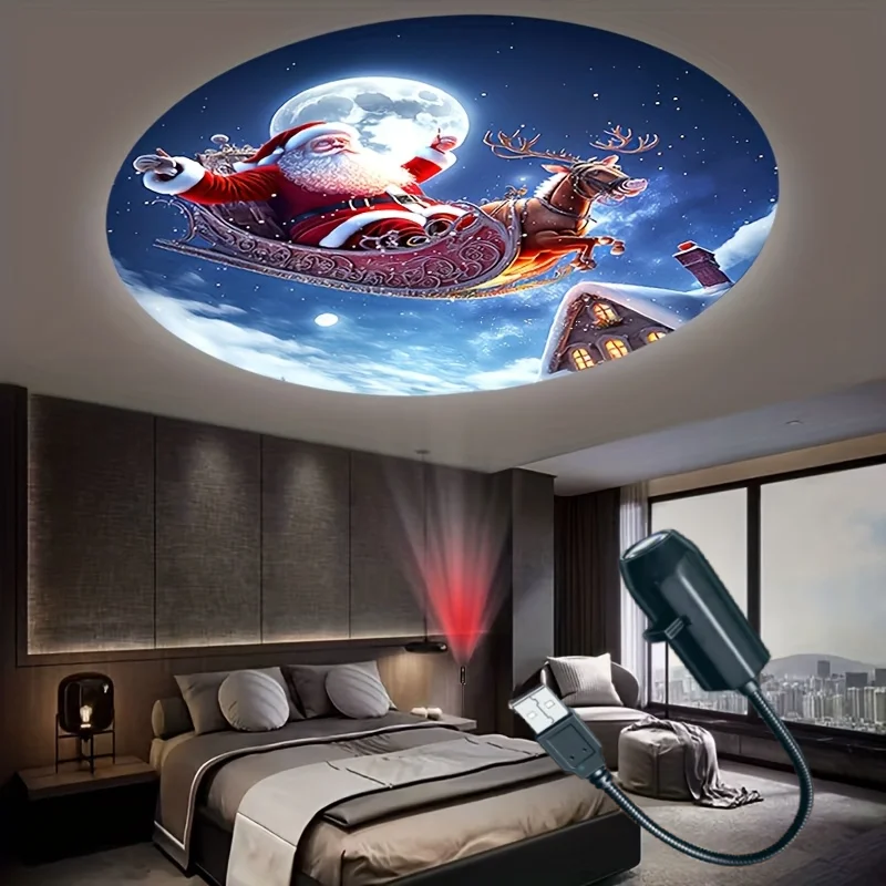 Christmas LED Projector Light 3/6/24pcs Projection Patterns- Adjustable Santa Claus Christmas Tree Night Light Christmas Decor