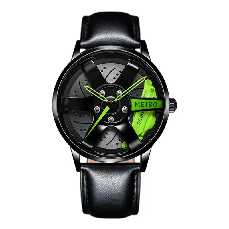 

New Top Gig Men Stainless Steel Watches Mens Car Wheel Hub Leather Quartz Watch For Male Military Sport Watch Relogio Masculino