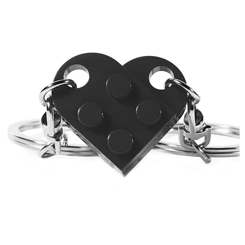 E-Brick Matching Couple Heart Keychain Building Bocks Puzzle Keychain For Boyfriend Girlfriend Valentines Day Friends Gifts-ABXK