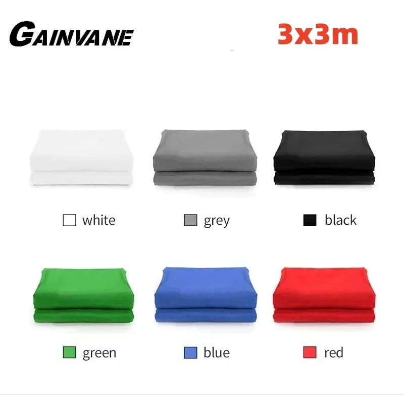 GAINVANE 3x3M Background For Photography Green Screen Backdrop Cloth Cotton Chromakey Decoration Muslin For Photo Studio Video