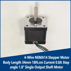 Body Length 34mm 4-Wire NEMA14 Stepper Motor 18N.cm Current 0.8A Step angle 1.8° Single Output Shaft Motor