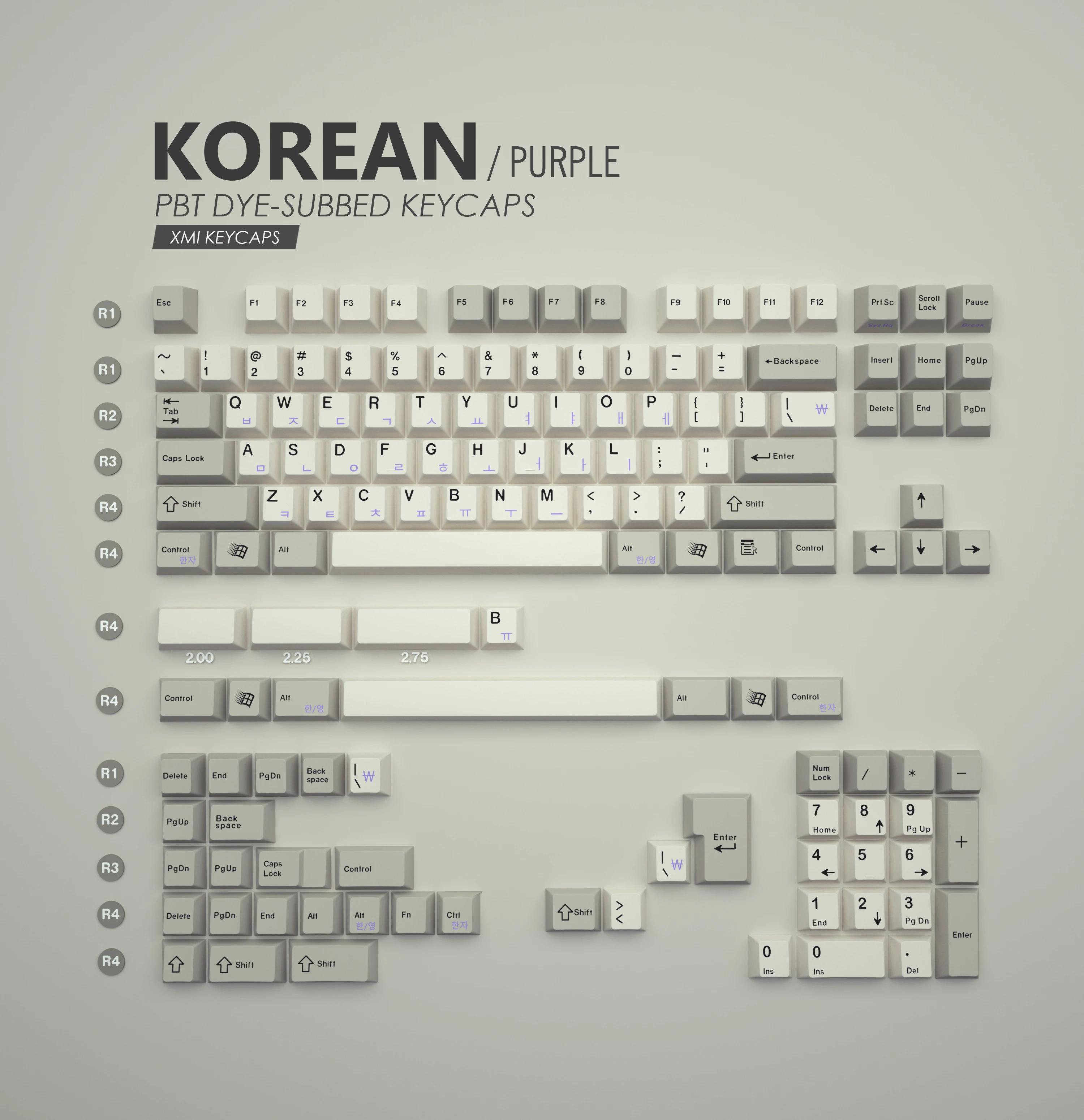 XMI Xiami Keycaps Classic Grey And White Retro Mechanical Keyboard Keycaps Korean Hangul PBT Dye Sub Keycaps