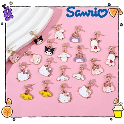 Brincos Sanrio Hello Kitty para meninas, Figuras de ação Anime, Kuromi Melody, Agulha prateada, Estudante dos desenhos animados, Vestir