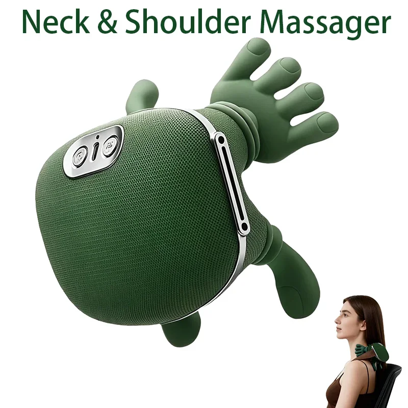 

4D бионический палец, беспроводной массажер для шеи, плеч, шейная трапеция, разминающая шаль, бесщеточный двигатель, портативная терапия глубоких тканей