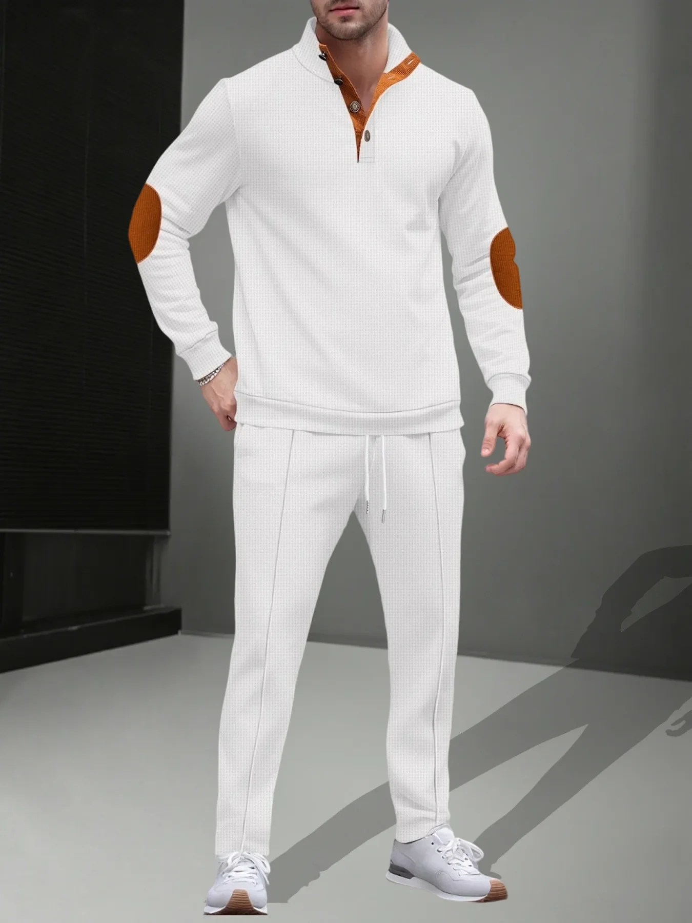 الأوروبي الخريف/الشتاء الرجال الهراء متقلب هوديي مجموعة الوقوف طوق اللون حجب الرياضة و بناطيل كاجوال قطعتين مجموعة