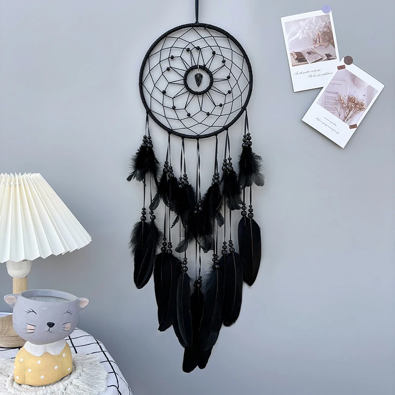 Nordic Dream Catcher Handmade  White Feather Wind Chimes Crystal Wall Pendant Birthday Festival Gifts Bedroom Hanging Ornaments