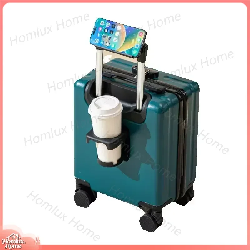 for Air Travel Wheeled Luggage with Cup Holder Small Carry On Suitcase Rolling Bag for Flight Cabin Trolley Case