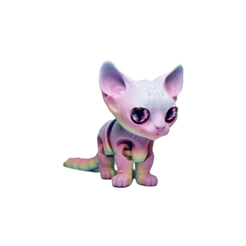 Drukowana w 3D Figurka Kota Syjamskiego z Ruchomymi Stawami, Zabawka Antystresowa, Dekoracja na Biurko, Figurka dla Dzieci i Dorosłych, Prezent