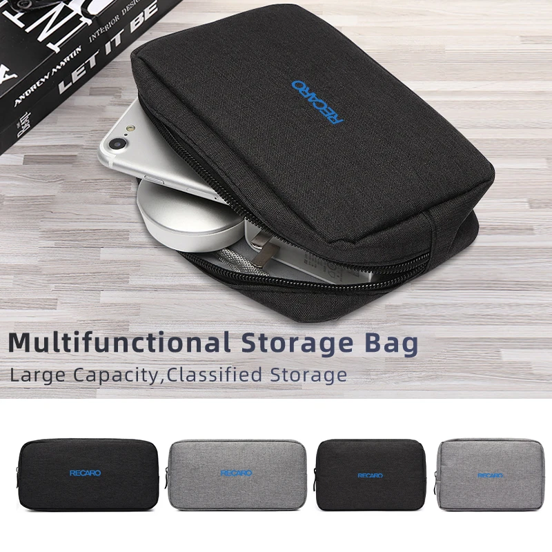 

Digital Cable Storage Bag Charger Organizer Cellphone Case For Recaro Racing Interior Accessories