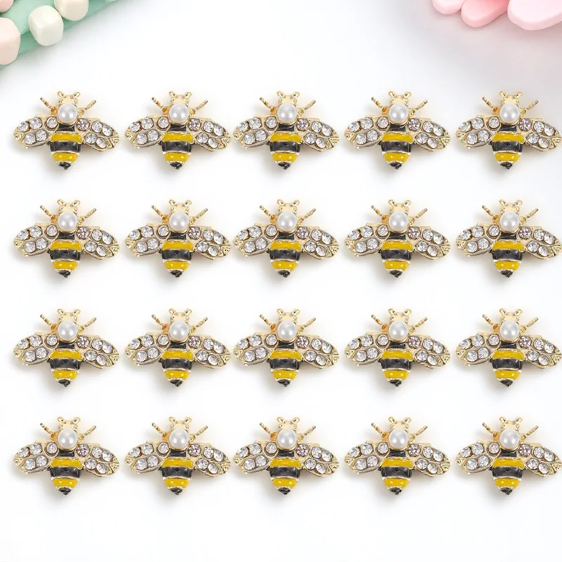 

20Pcs Bee Shape Nail Decor Bright Color 3D Nail Art Jewelry Professional Personal Use DIY Manicure Material Manicure Decor