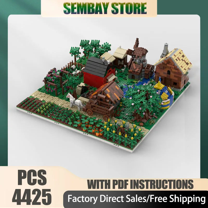 مدينة شارع عرض نموذج Moc قوالب بناء وحدات قرية المزرعة نموذج التكنولوجيا كتل عيد الميلاد لتقوم بها بنفسك لعبة هدايا البناء