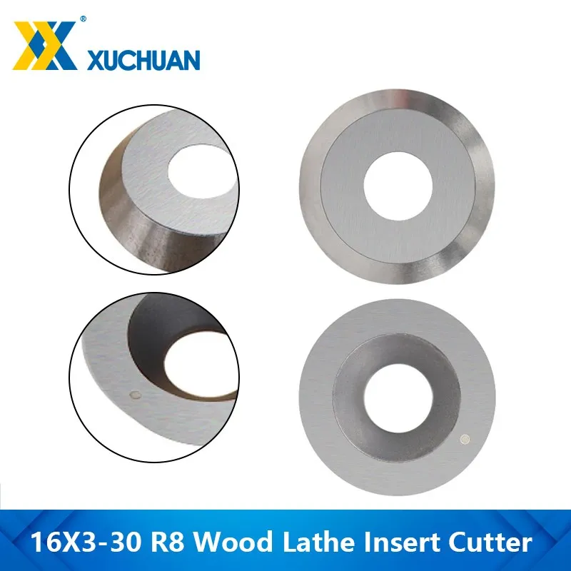 Round Carbide Insert Cutter 16mm 16x3-30 Degree R8 for Wood Lathe Turning Finisher Hollower Tools or Woodworking Planer 