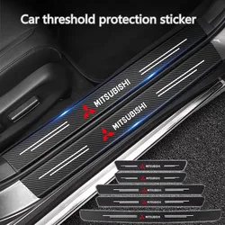 Car Carbon fiber Door Sill Welcome Pedal for Mitsubishi Pajero Sport Eclipse Cross L200 Colt Delica Ralliart Triton Accessories