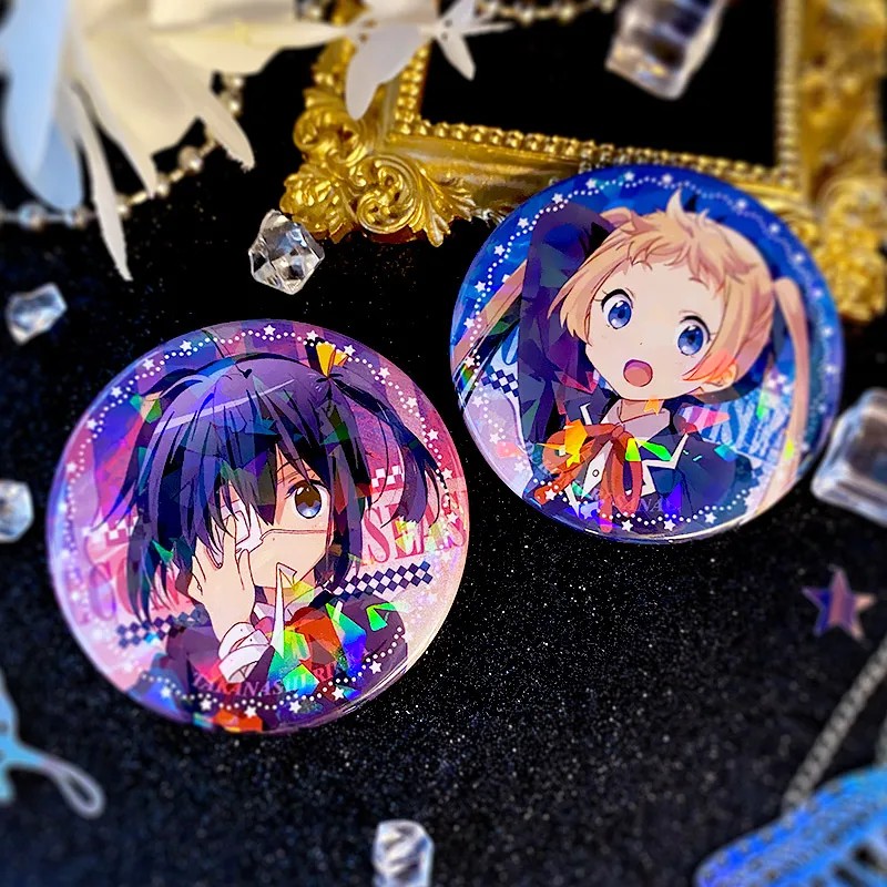 Anime Love, Chunibyo & Other Delusions Figure Takanashi Rikka Shichimiya Satone Circular Badge Cosplay Collectibles Decoration