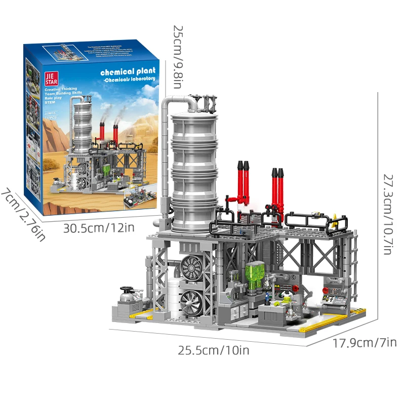 City Street View Bouwstenen Aardgasopslagcentrum Laboratorium Transportstation 3 in 1 Assemblagemodel Bakstenen Cadeau voor volwassenen