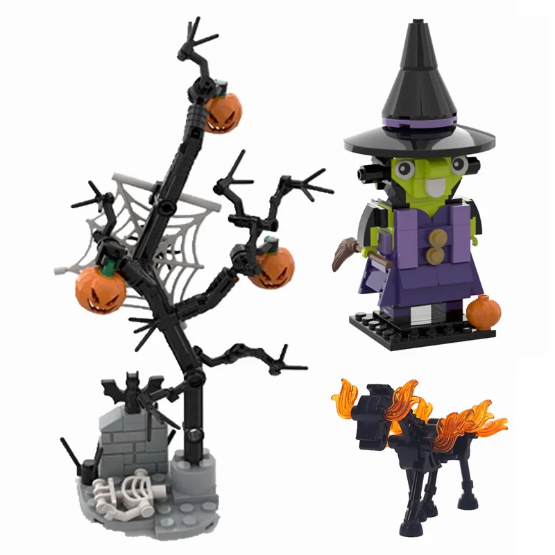 Halloween Blocks Gifts Wizard Brickheadz Ghost Horse Pumpkin MOC Bricks Building Blocks Toys for Children Christmas Gift