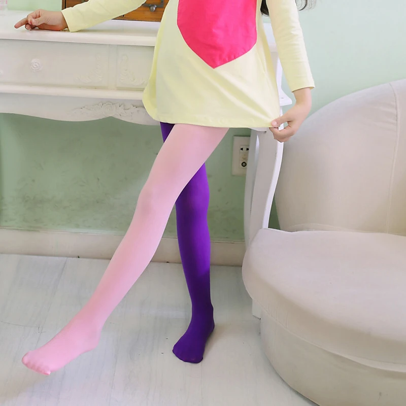 Infant children double color AB splicing velvet pantyhose asymmetrical candy for girls tights  детская одежда  külotlu çorap