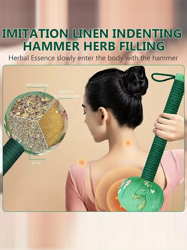 Marteau de Massage en bois d'absinthe à Long manche de 26/33cm pour le Drainage lymphatique-les soulagement manuel du corps complet et du dos, réduction du Stress