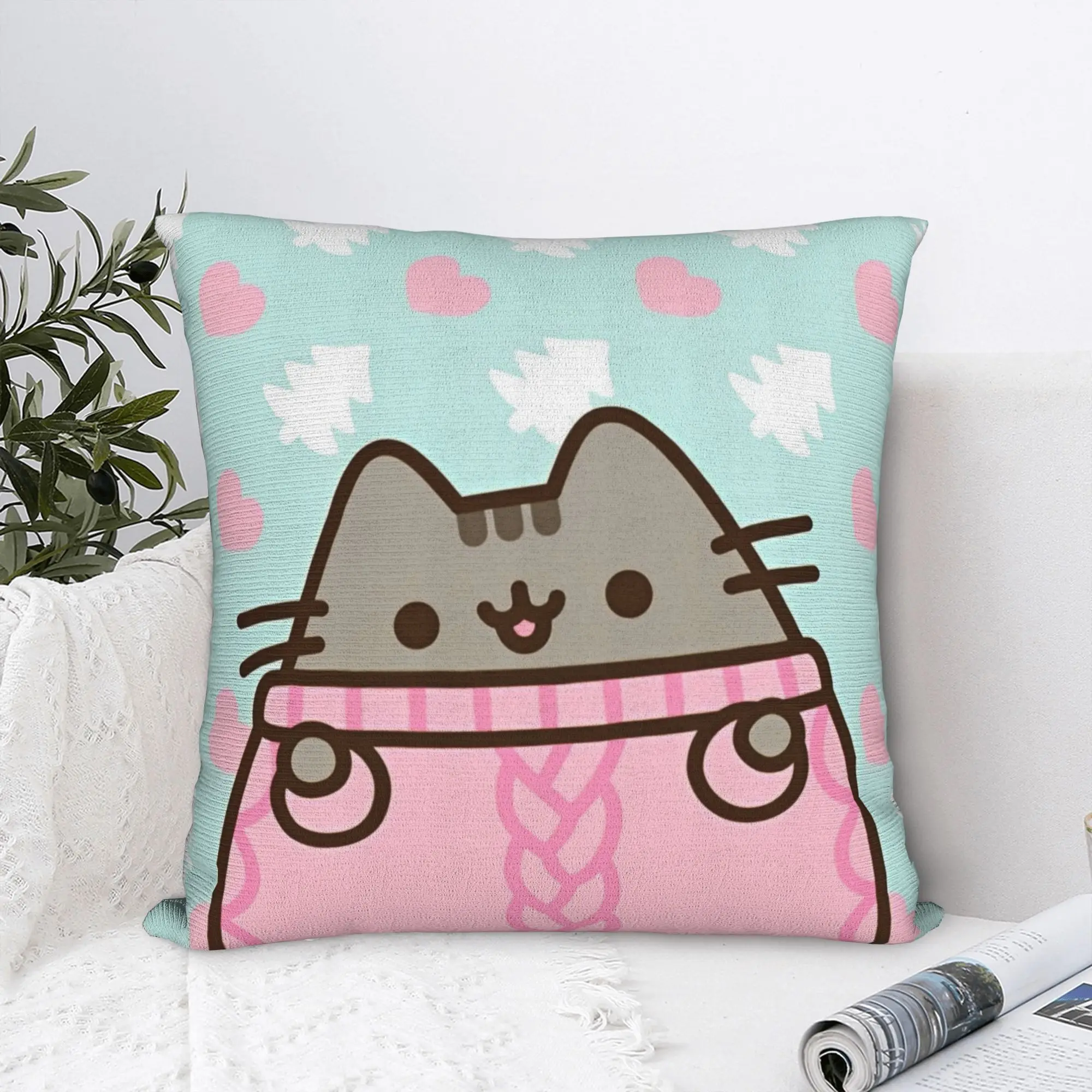 Cute Cartoon Cat Square Pillow Cases P-Pusheencats Cushion Cover Vintage Zipper Decor Pillowcase for Home 40x40cm