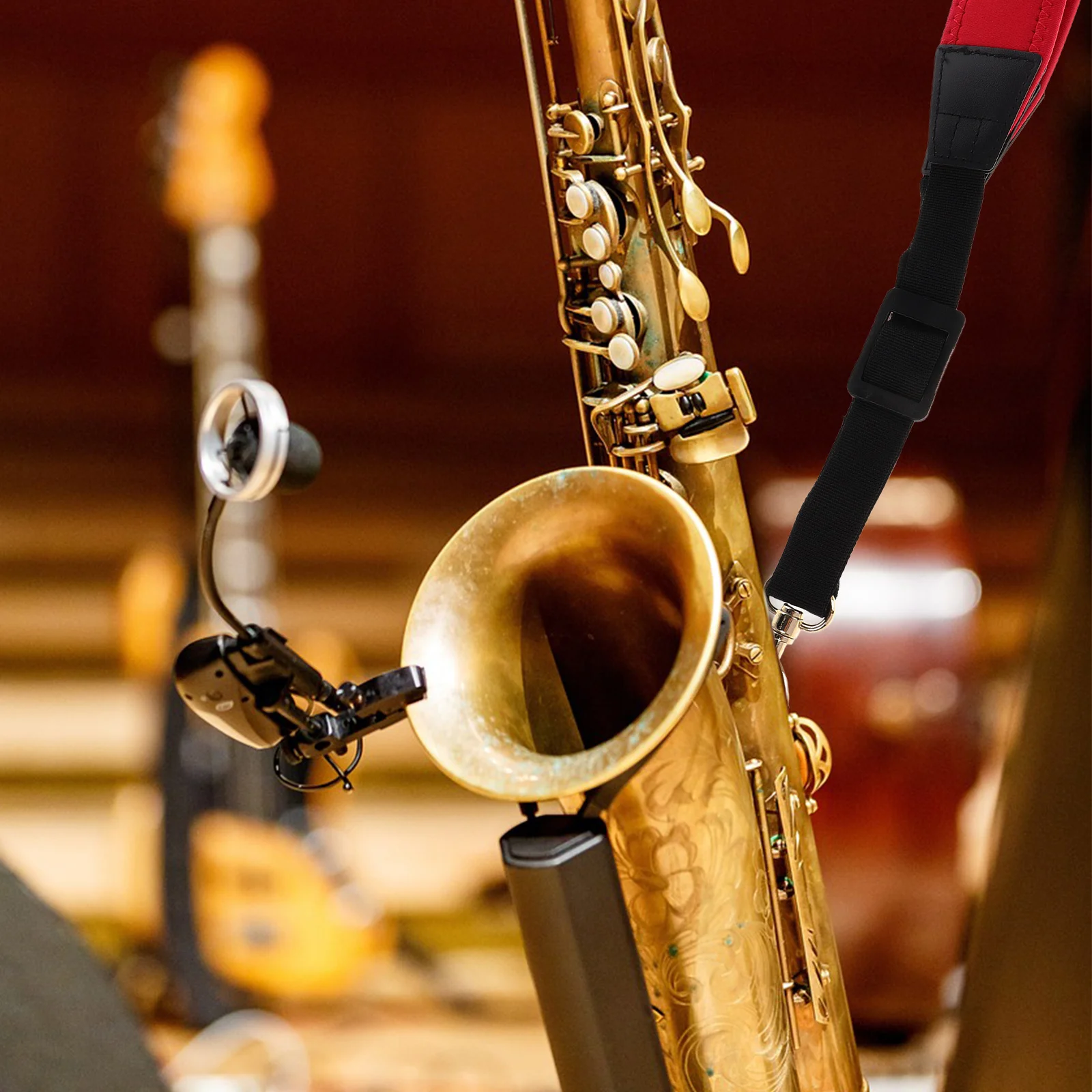 

Saxophone Strap Alto Neck Replacement Lanyard Harness Adjustable Red for